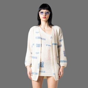 Finesse Alicia Ivory Print Mini Cardigan